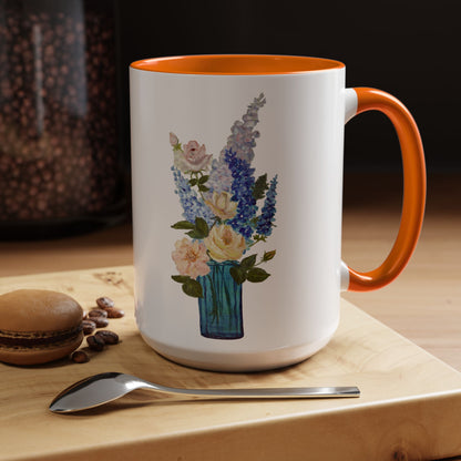 Floral Accent Coffee Mug - Vibrant Flower Design for Home & Gifts