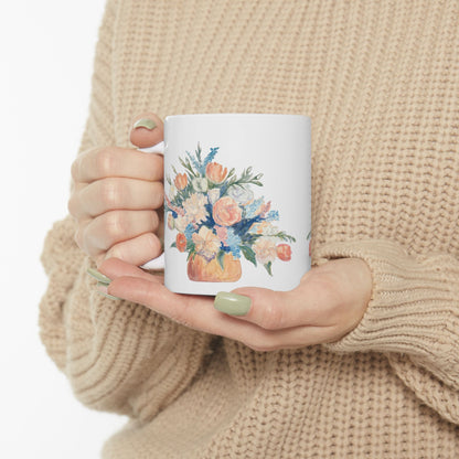 Floral Design Ceramic Mug - 11oz & 15oz - Perfect Gift for Any Occasion