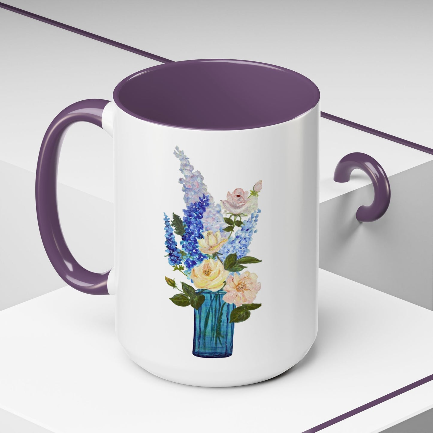 Floral Accent Coffee Mug - Vibrant Flower Design for Home & Gifts