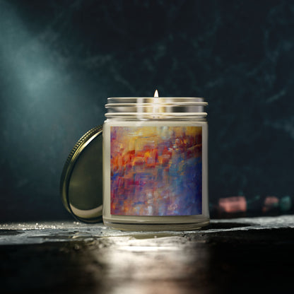 Artisan Scented Candles - Coconut Apricot Wax - Colorful Abstract Design (4oz, 9oz)